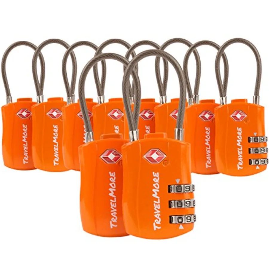 10 Pack TSA Approved Travel Combination Cable Luggage Locks for Suitcases