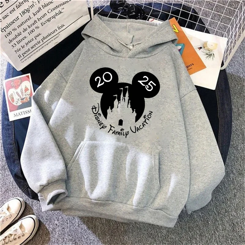 Fashion 2025 Disneyland Travel Graphic Hoodies Disney Family Vacation Printed Hoodies  Autumn Pullover Tops Women Sweatshirt