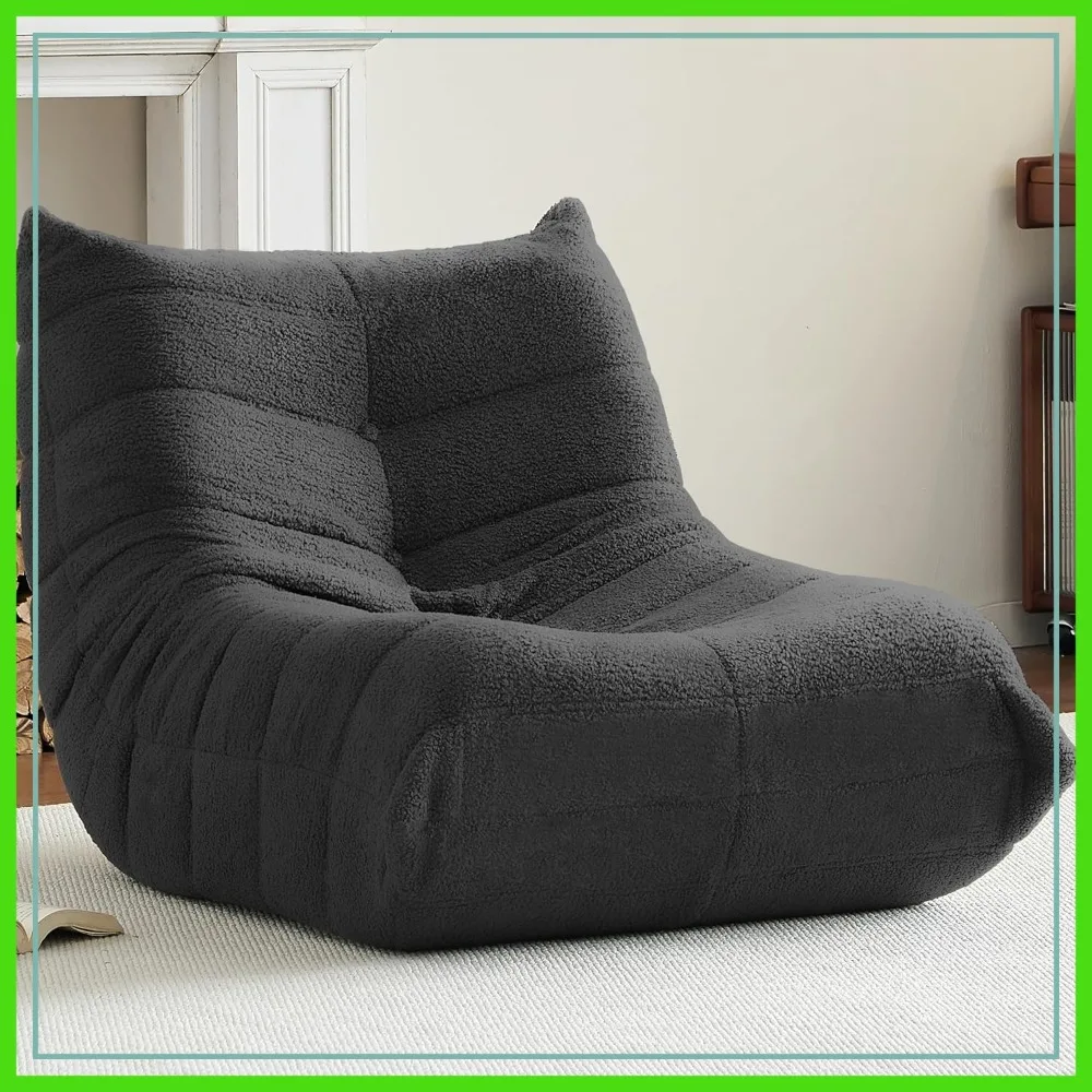 

Comfy Bean Bag Chair for Adults Teens | Floor Lounge with Memory Foam, Non-Slip Base, Dark Gray for Living Room Bedroom Office