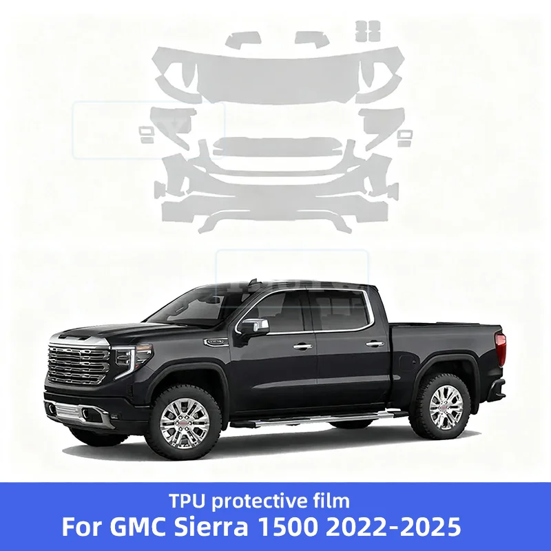

For GMC Sierra 1500 2022 2023 2024 2025 Car Precut Paint Protection Film Front Bumper Anti-scratch Exterior TPU PPF Transparent