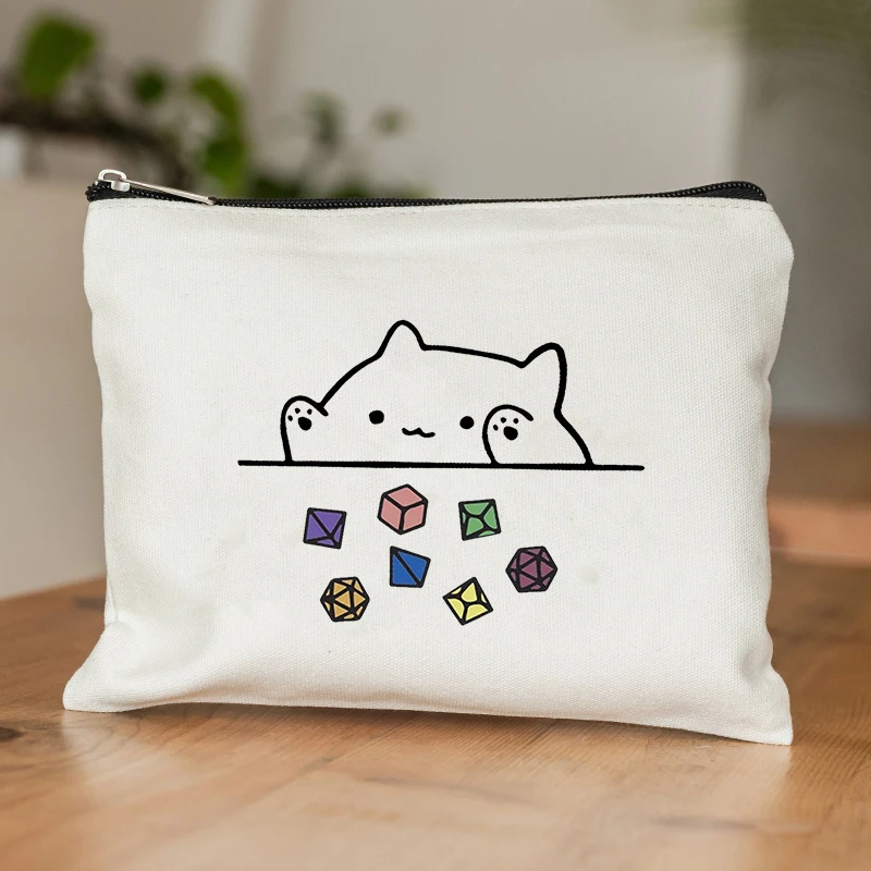 Cute Cat Cloth Cosmetic Bag Women Lipstick Pouch for Makeup Line Cat Make Up Gifts Kawaii Purse Wallet Go Shopping Storage Case