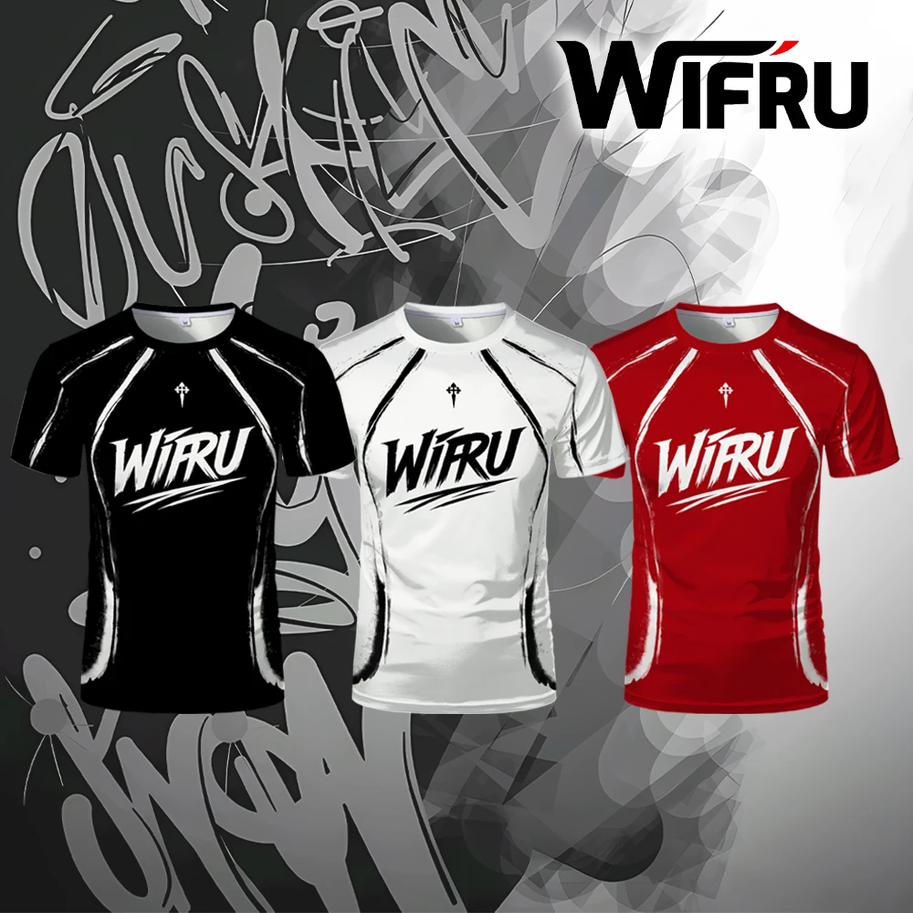 

WIFRU Fashion Men's Fitness T-shirt Youthful Vitality Street Y2k Clothes Summer Breathable Casual Round Neck Short-sleeved Tops