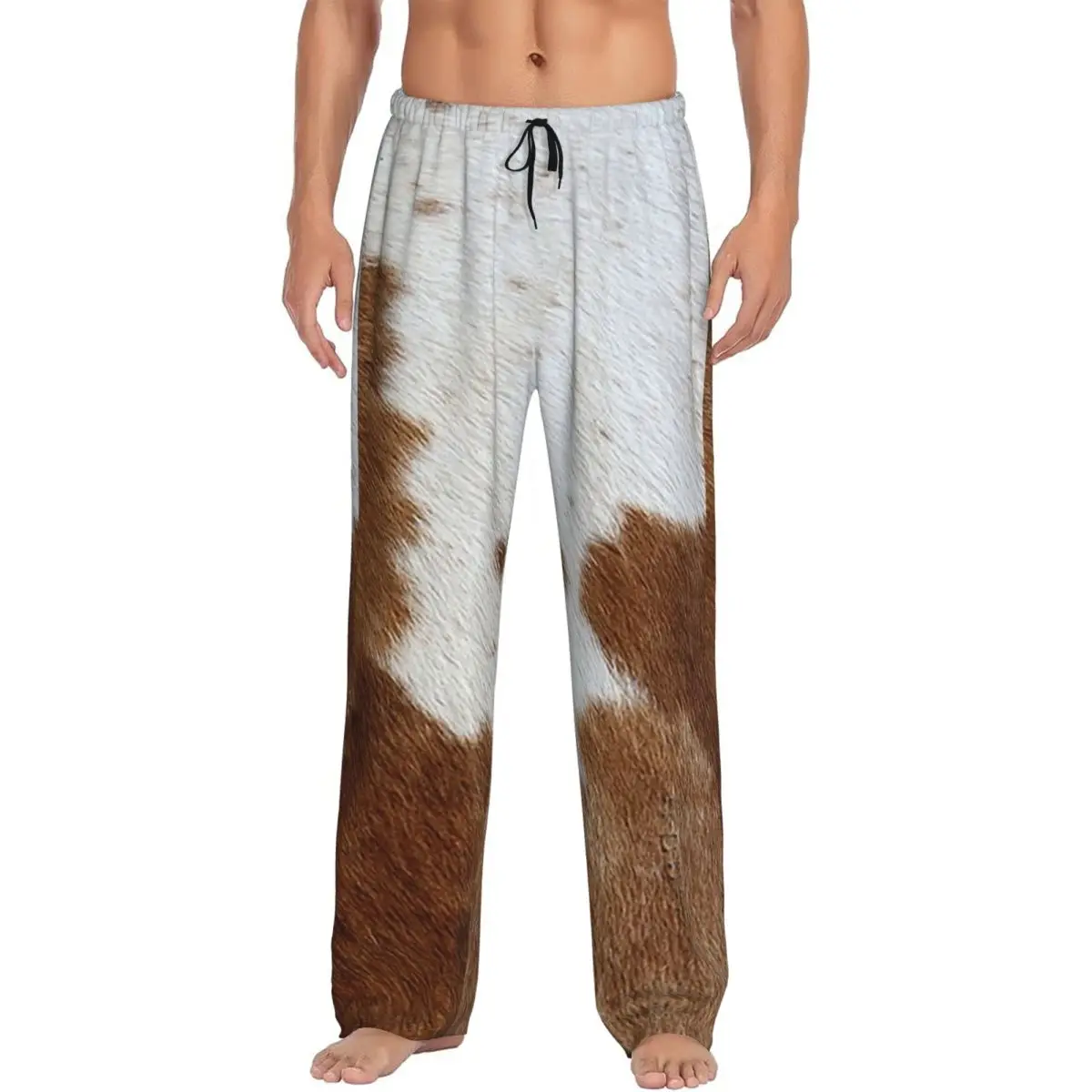 

Custom Stylish Cow Fur Cowhide Texture Cow Skin Print Patter Pajama Pants Men Sleepwear Sleep Lounge Bottoms with Pockets
