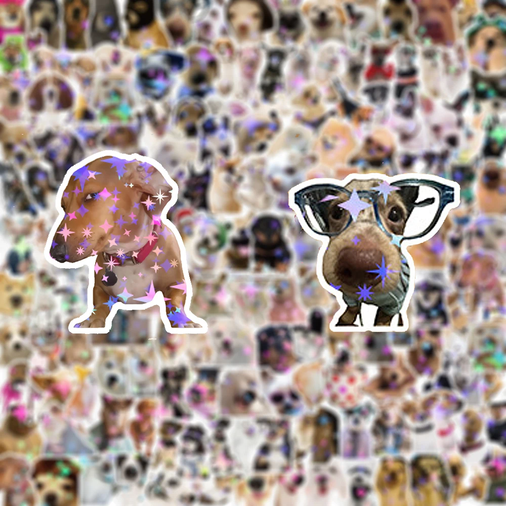 10/50/100/200pcs Funny Laser Animal Dog MEME Stickers Cartoon Decoration Decals for Kid DIY Suitcase Scrapbook Cute Sticker Toys