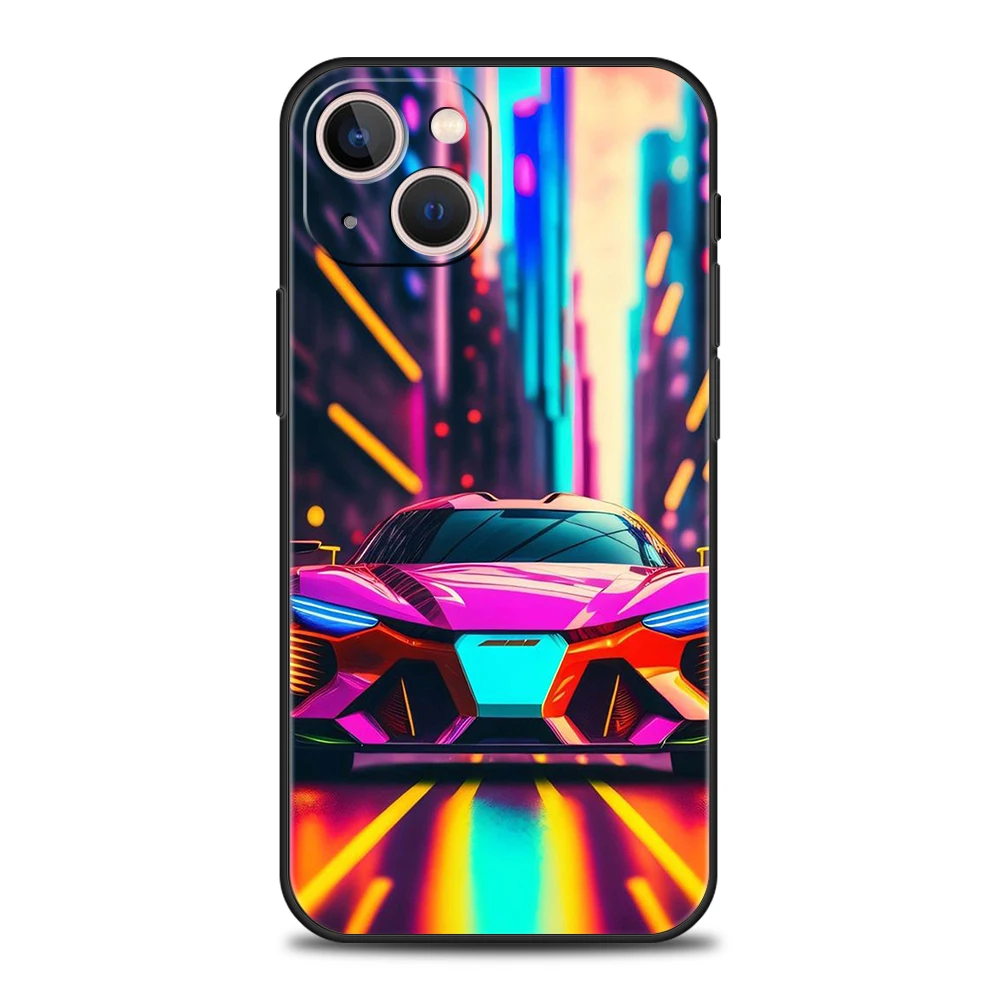 New Sports Car Shape Mobile Phone Case Cover for iPhone 16 15 14 13 12 11 Pro Max XR XS Max 7 8 Plus Shockproof Silicone Shell