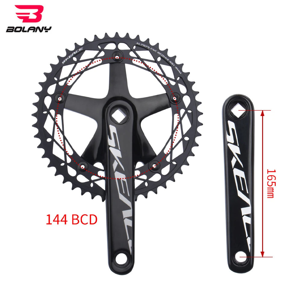 Skeace 144 Bcd Crankset Bicycle Square Hole Crank Single Speed 48T 49T 165mm Crank Set Racing Mountain Road Bike Track Crankset