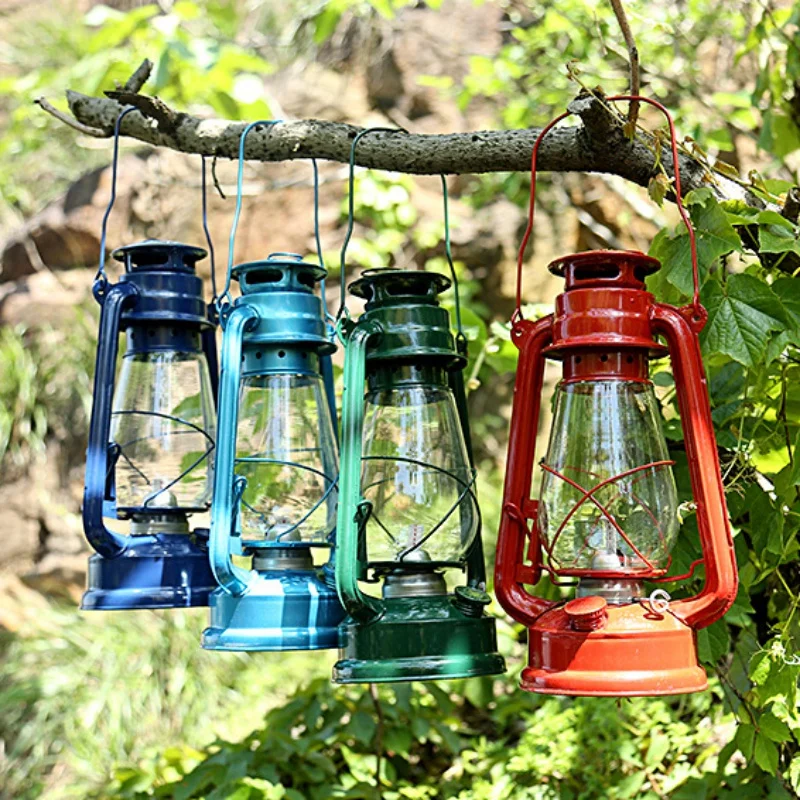 Lámpara de aceite de mano, lámpara de queroseno Retro, luz de Camping, linterna de llama, luces nocturnas para interiores y exteriores, herramientas de lámpara de Camping