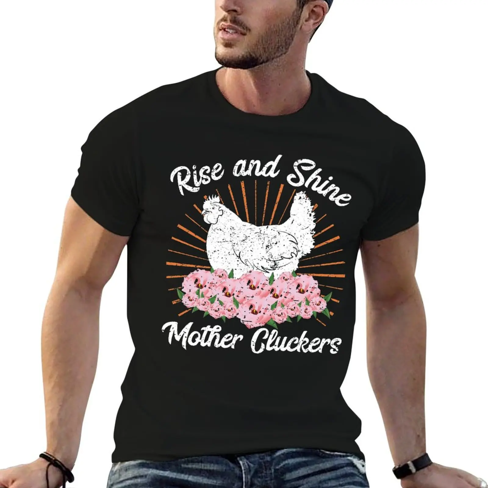 Rise And Shine Mother Cluckers Shirt T-Shirt Basic Lightweight Short Sleeve Tee