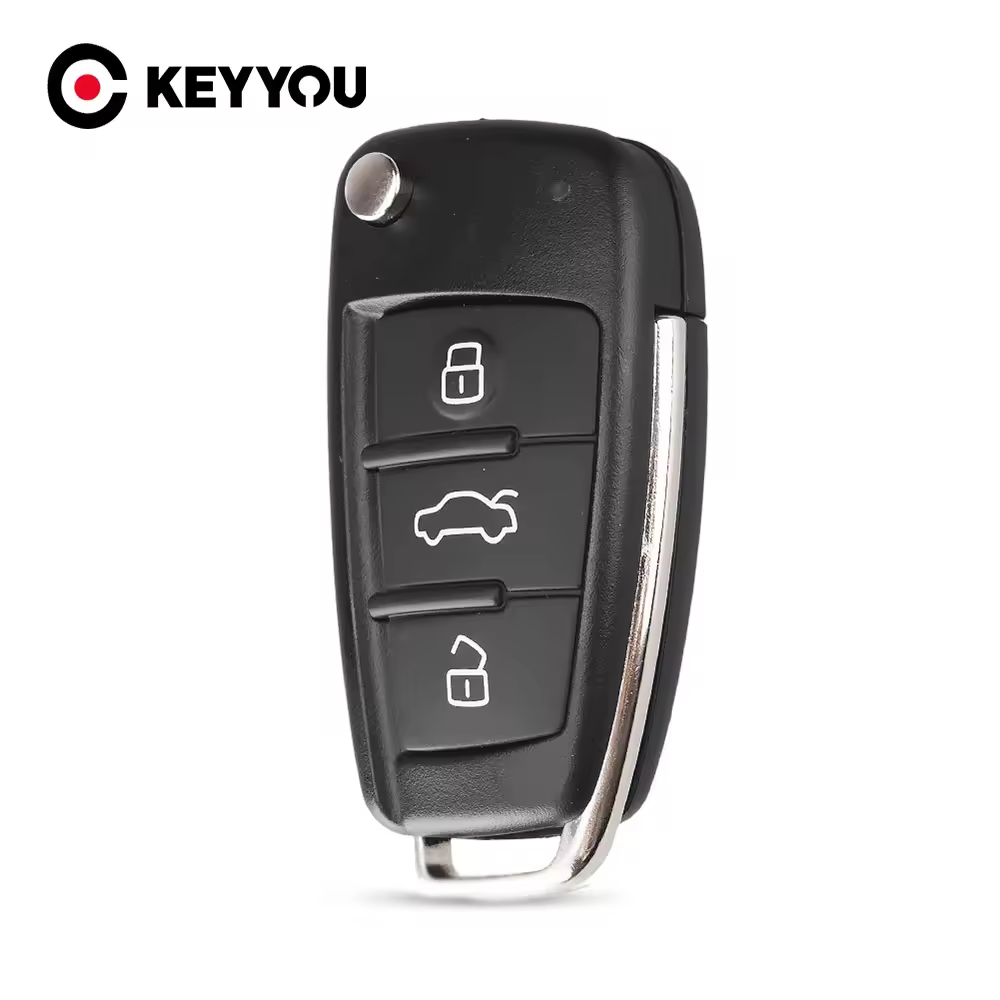 KEYYOU для Audi TT Q3 A8 A6 c5 c6 A4 b6 b7 A3 Складной корпус автомобильного ключа с 3 кнопками HU66 Необрезанный заготовочный корпус для автомобиля