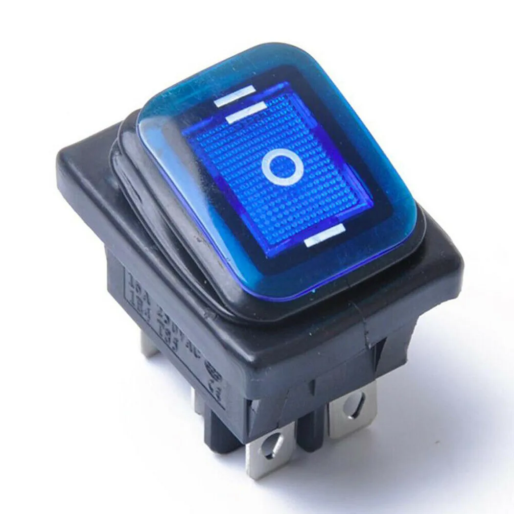 Dust Proof 2PCS 6 Pin 3 Position Car Boat OnOffOn Rocker Switch DPDT 16A 250V AC Blue LED Rated Voltage 16A 250VAC / 30A 125VAC