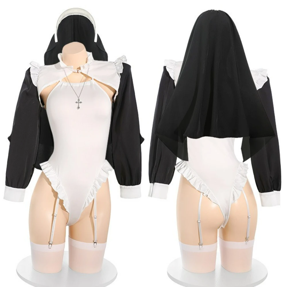 

Sexy Lingerie Female Convent Nun Uniform Cosplay Anime Women Bodysuit Outfits Maid Dress Halloween Costumes Sexy