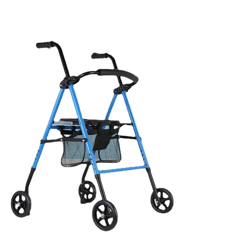 

Walker trolley for the elderly pushable and sitting shopping four-wheeled grocery cart with seat medical