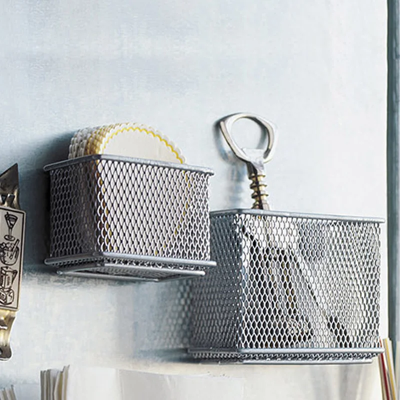 

Wall Mounted Storage Basket Magnetic Force Organizer Holder For Spices Newspaper Magazine Food Refrigerator Side Storage Rack