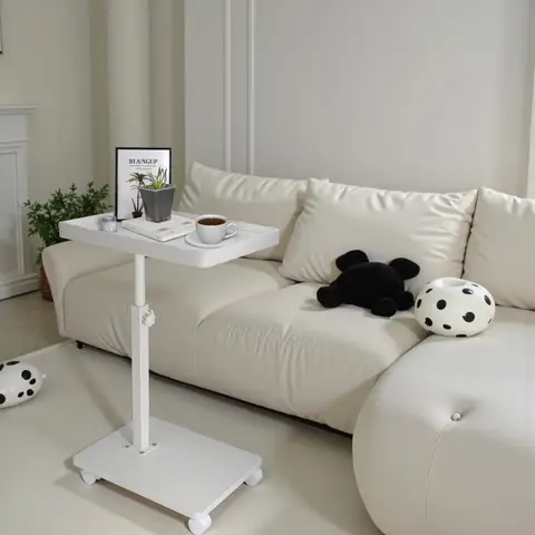 Sofa Side C-Shaped Coffee Tea Table With Wheel Simple Mobile Storage Desk Multifunctional Table for Home Living Room Bedside