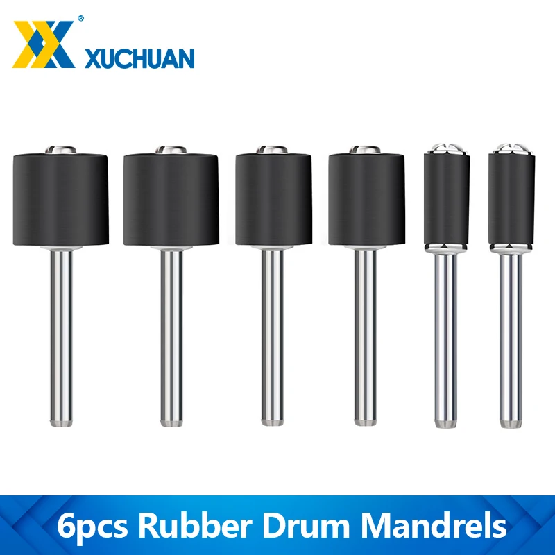 6pcs Drum Rubber Mandrel 3.175mm Shank Rod 1/2 3/8 1/4 Inch Rubber Mandrel for Dremel Accessories Rotary Tool