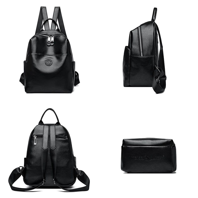 Women Leather Backpacks Luxury Designer Soft Leather Rucksack Female Vintage Bag School Bags For Girls Multifunction Backpack