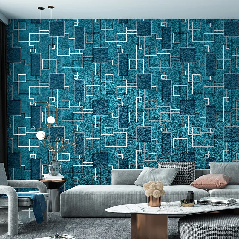 

3D Simple Living Room Bedroom Wallpaper Household Decoration Non-woven Modern Geometric TV Background Wall Deerskin Wallpaper