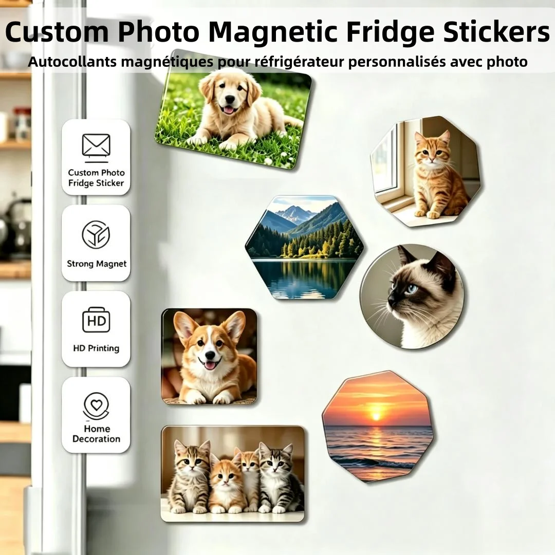 Customized Magnetic Photo Fridge Sticker Various Shapes Custom Picture Fridge Sticker for Office Home Decoration