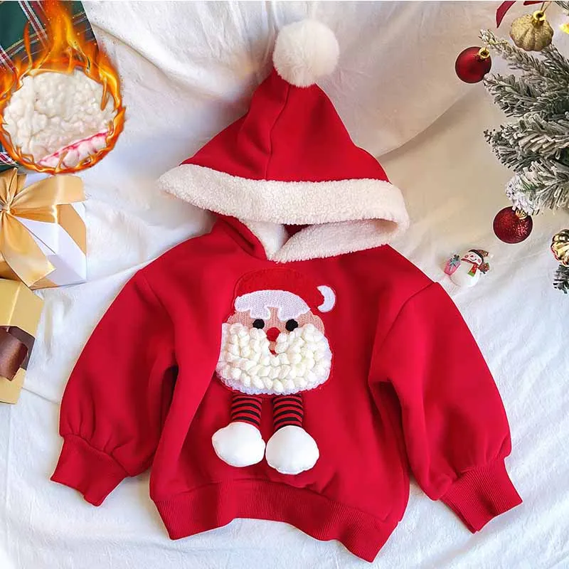 

Рождественский детский стеганый свитшот, детский флисовый пуловер, утепленный джемпер для девочек и мальчиков, зимние теплые топы, осенняя детская одежда с героями мультфильмов