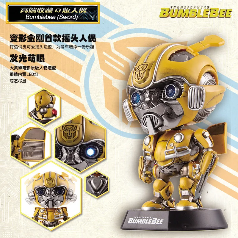 

Killerbody Transformers Bumblebee Q Version Bobblehead Figure LED Lighted Eyes High End Collectible Car Decoration Movie Replica