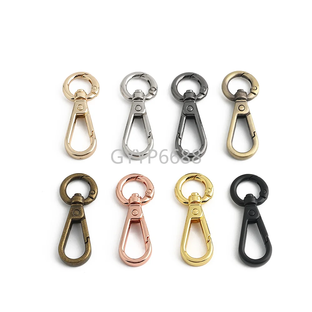 10/30/100PCS Inside:12mm Open Metal Carabiner Snap Hook Trigger Clasps Clips Swivel O-ring For Bag Strap Keychain Accessories