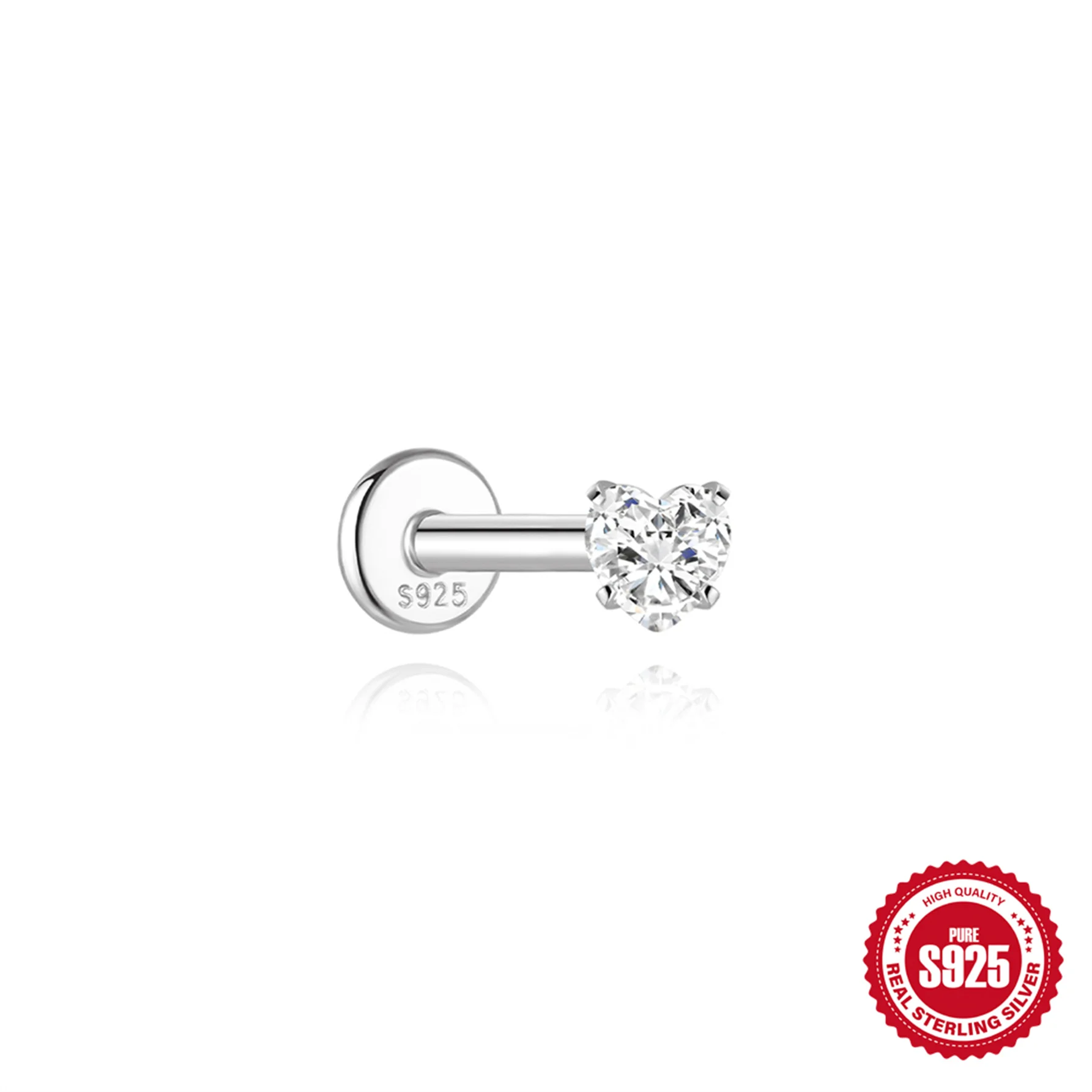 CANNER 925 Sterling Silber Nieten-Zirkon-Ohrstecker mit flachem Kopf für Damen, geometrischer Pferdeaugen-Partyschmuck, Geburtstagsgeschenke