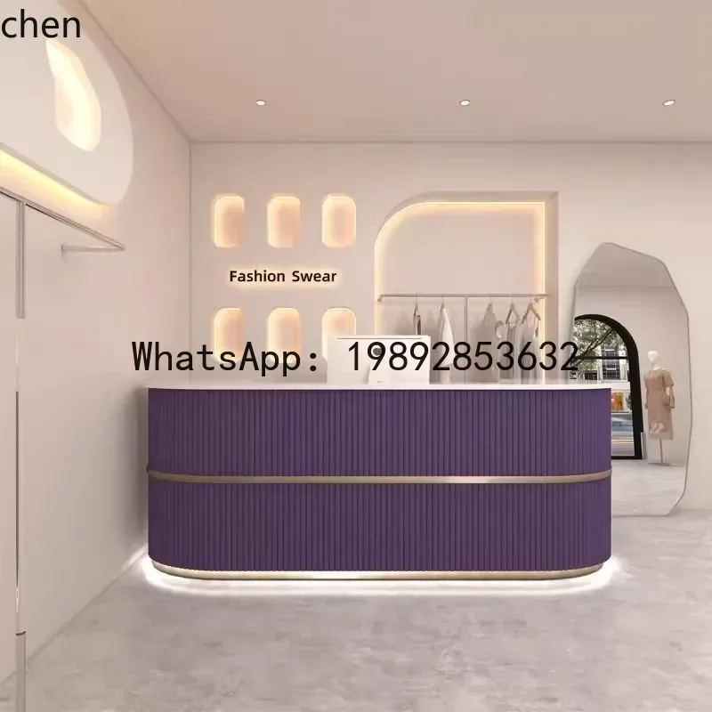 H29-  Internet Celebrity Trendy Store Bar Counter Cashier Desk Clothing Store Women's Clothing Curved Shop Simple Reception Desk