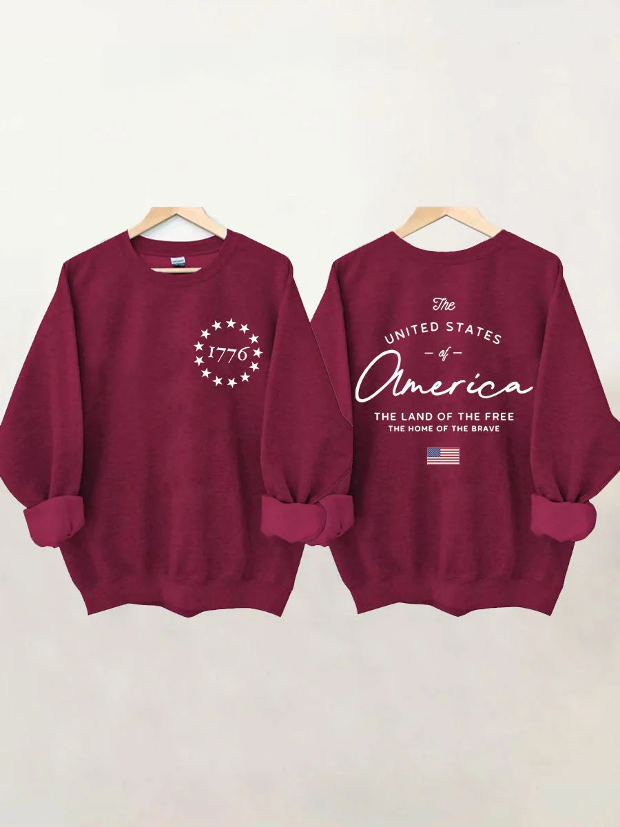 

New Hot Sale Popular Two-sided Print Female Casual Clothes The Land of The Free Slogan Women Holiday Party Sweatshirt