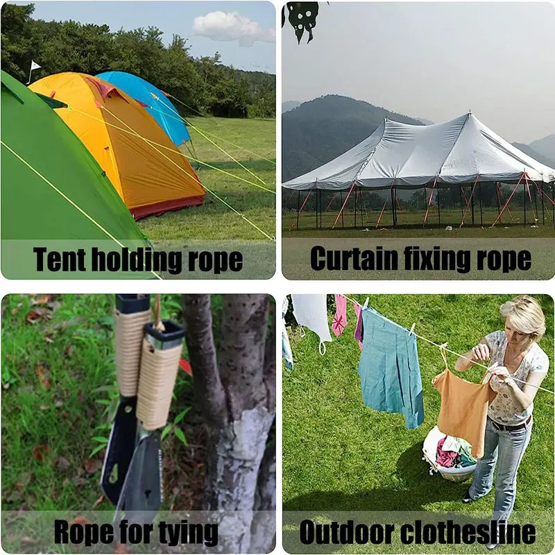 1pc Outdoor Camping 4mm Tent Rope Sky Curtain Pull Rope Ground Nail Windproof Rope Set Beach Tent Accessories Reflective Rope