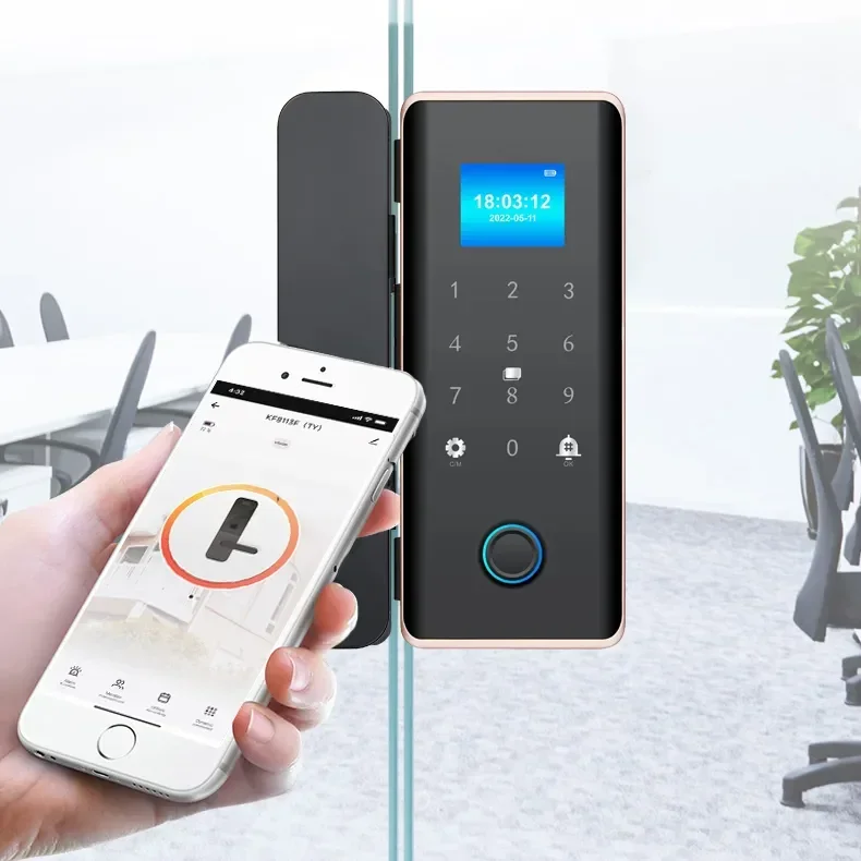 Smartier Smart Glass Door Lock Wifi Remote Control Tuya App Office Lock Card Digital Biometric Fingerprint Door Lock