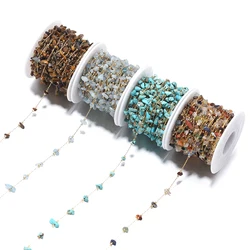 1 Meter Natural Stone Stainless Steel Chains Gemstone DIY Jewelry Making Necklace Findings Bracelets Components Anklets Supplies