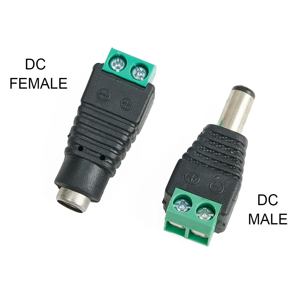 10-Pack 5.5x2.1mm DC Power-Plug Connectors With Screw Terminals For CCTV Camera Security System Installation Male