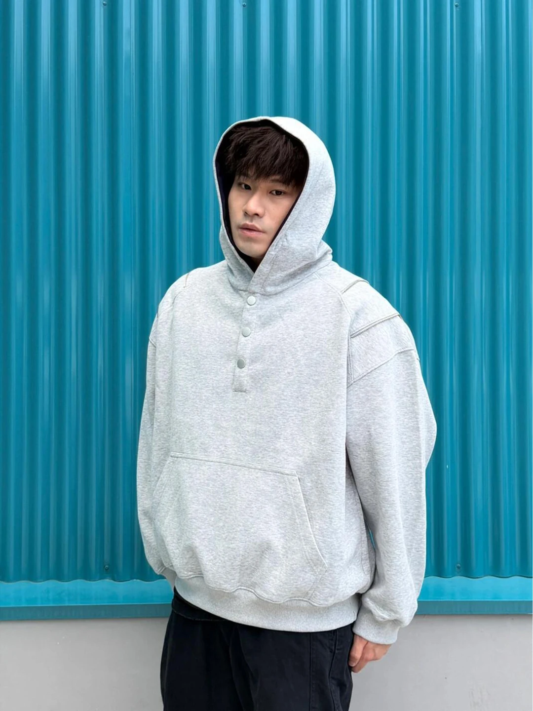 

Men's ort Hoodie Sweatirt Henry Collar Zipper Design Heavyweight American Sle Casual Wear Cotton Polyester Blend