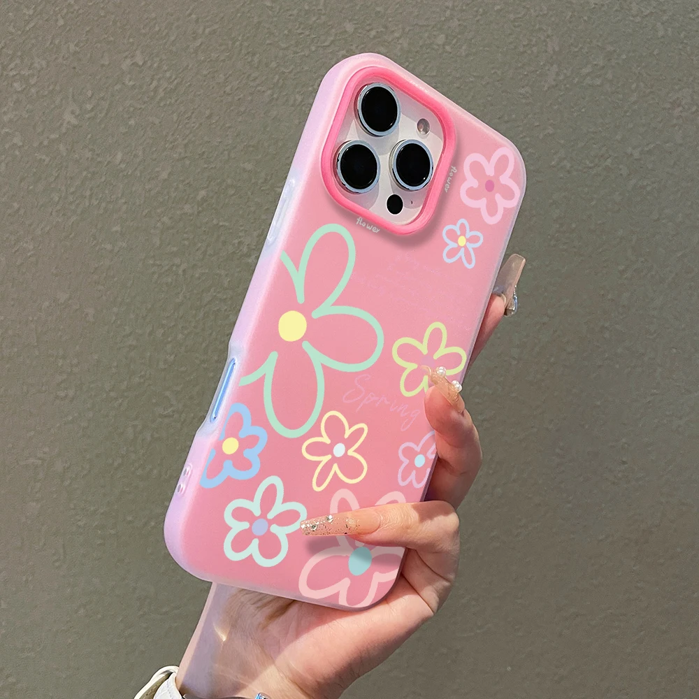 Candy Color Pattern Phone Case For Samsung Galaxy S26 S21 S22 Ultra Plus S25 S24 S23 FE A56 A55 A53 A54 A36 Spring Flower Cover