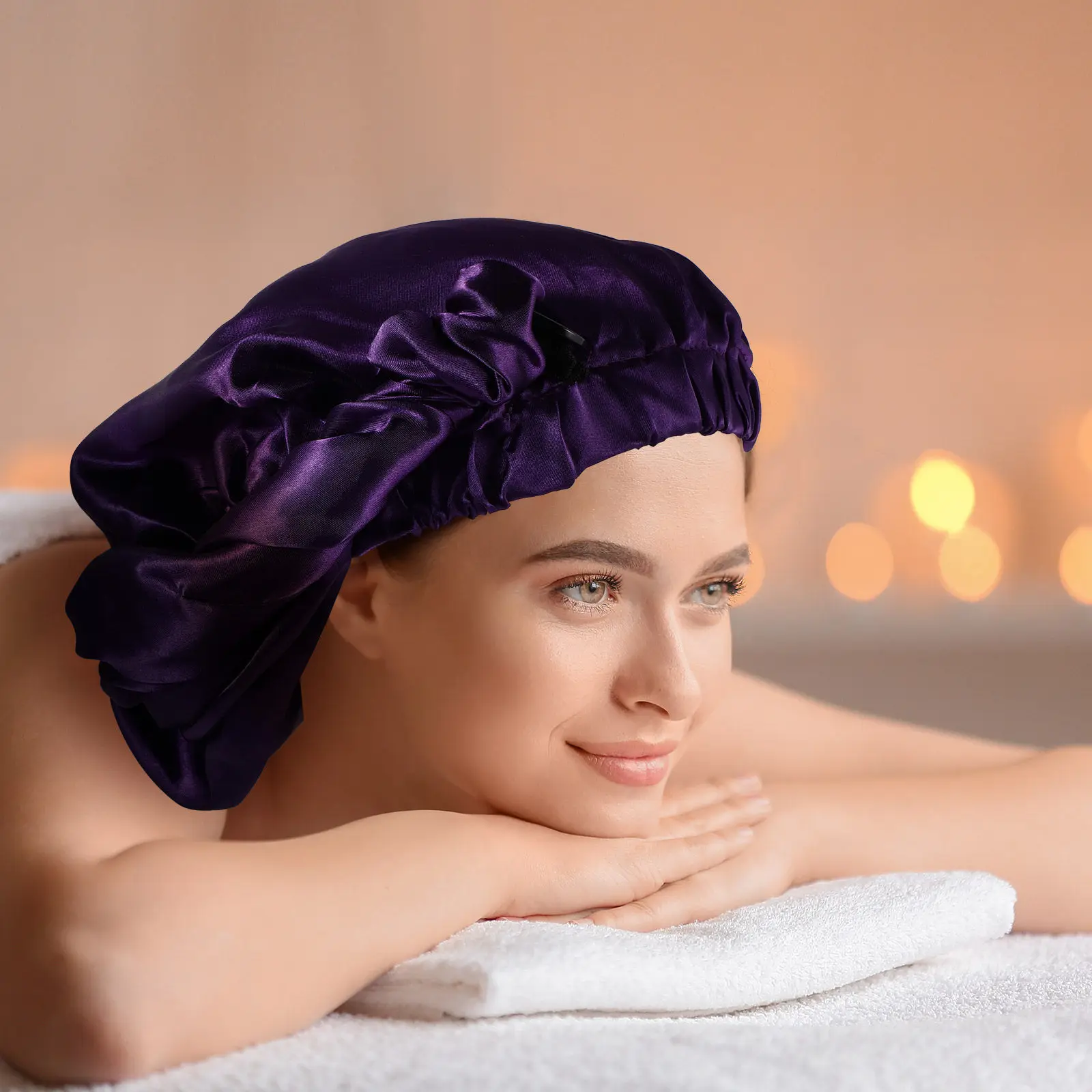 

2 шт. атласных женских шапочек для сна с премиальным качеством изготовления, очень большие защитные чехлы для волос для длинных густых волос, для душа