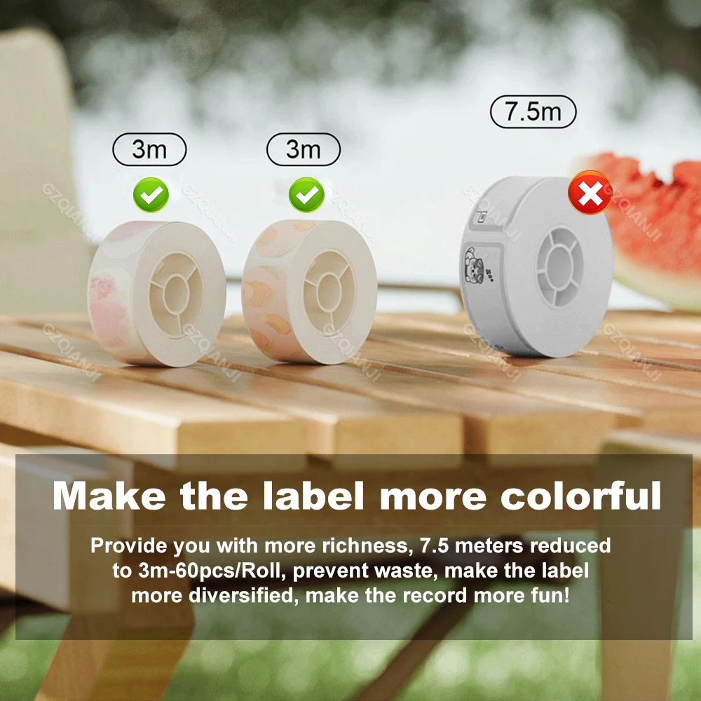 【6 Rolls Gift Box】NIIMBOT D11 D110 Label Paper Name Sticker Waterproof Classified Storage Color Adhesive Official Printer USE