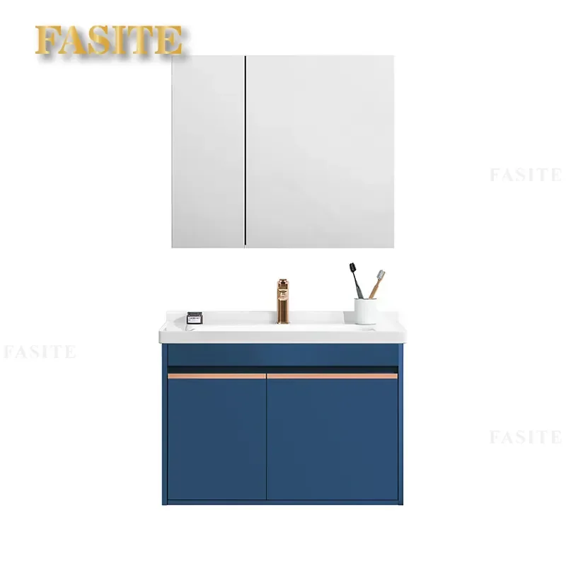 Light Luxury Bathroom Cabinet Combination Modern Wall Mounted Vanity Unit with Sink Storage Waterproof