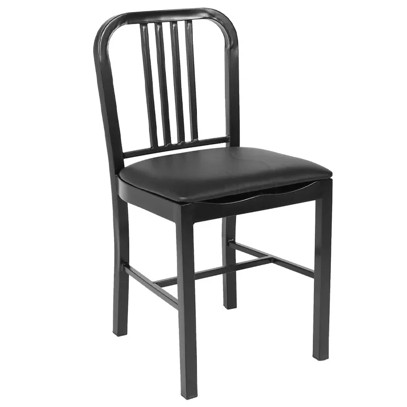 

Simple steel frame dining chair bar modern navy chair wrought iron Klein blue industrial style metal square table and chair comb