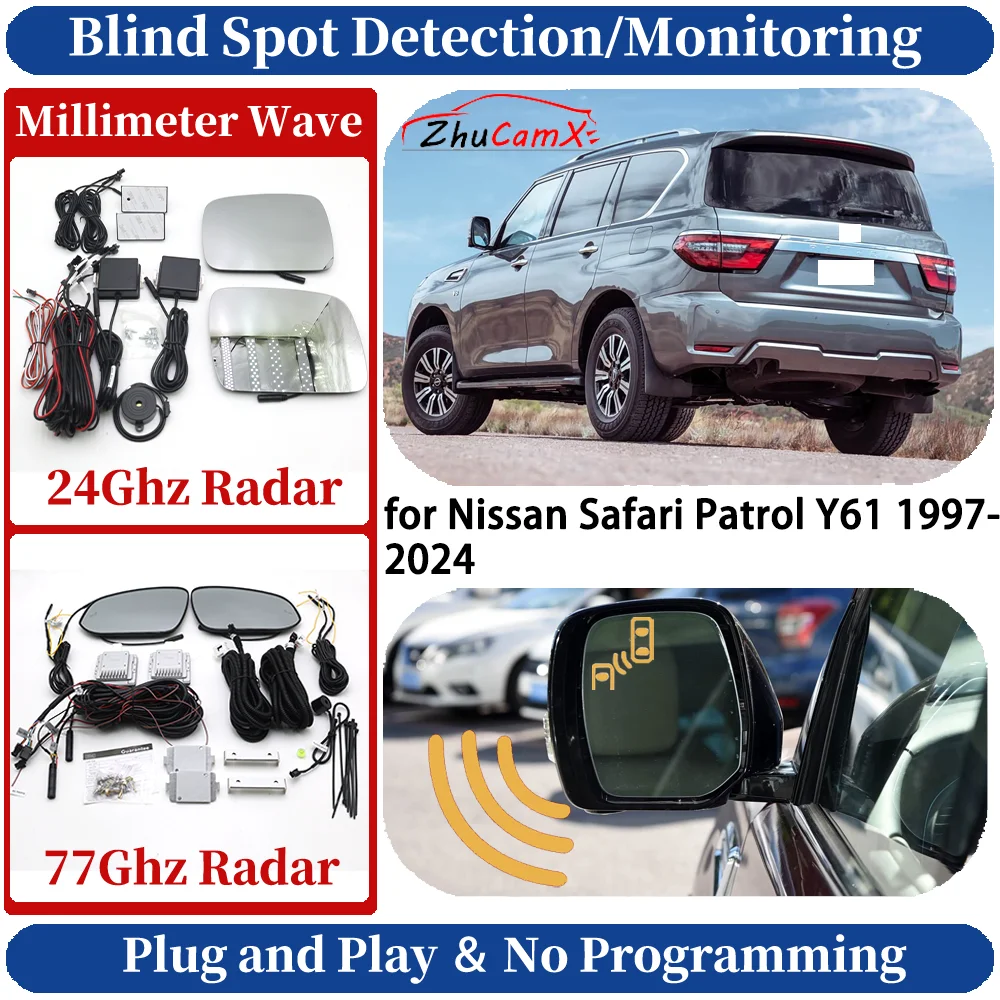 Blind Spot Monitoring/Detection System for Nissan Safari Patrol Y61 1997-2024 Night Driving Side Lane Change Warning Safe Assist