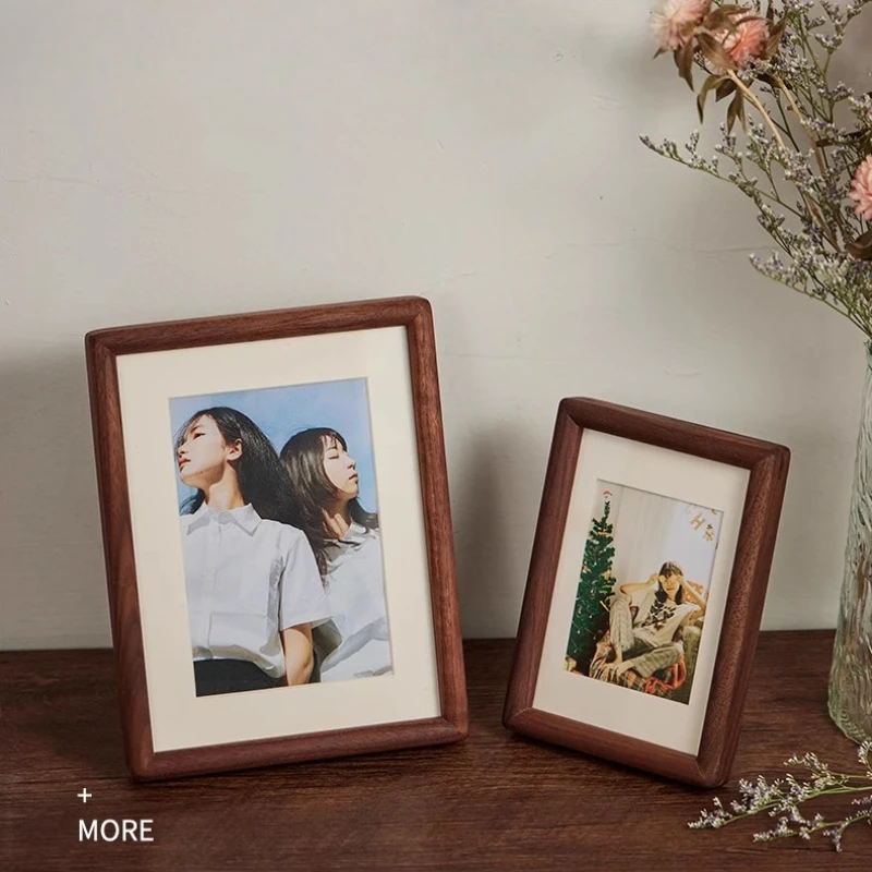 6/7/8/10 Inch Photo Frame Black Walnut Wooden Swing Table Mortise Tenon Workmanship Photo Display Home Decoration Picture Fram