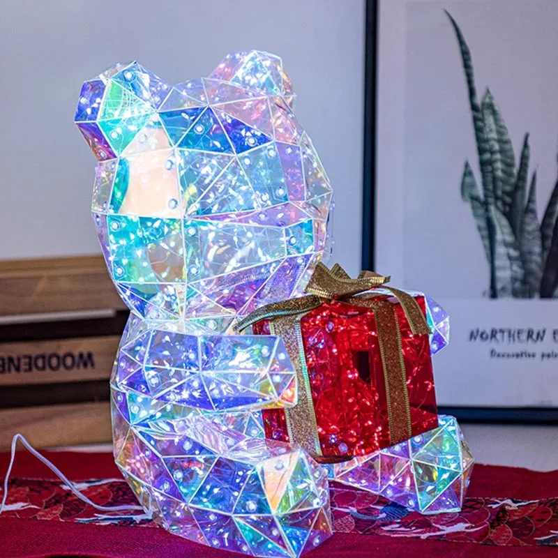 Christmas Gift Illusion Luminous Gift Box Funky Cute Bear Qixi Valentine Day Give Girlfriends Luxury Creative Home Decorations