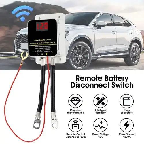 Imagen 2 del producto Interruptor de corte de batería de coche de 12V, Control remoto inalámbrico, relé de desconexión de batería con pantalla Led, protección contra fugas Universal
