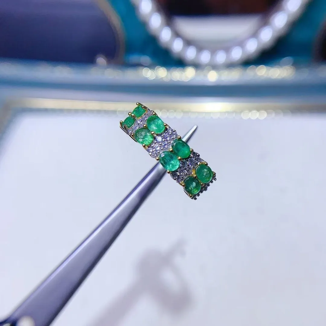 

Stunning Emerald S925 Sterling Silver Ring for Women Elegant Luxury Jewelry with Exquisite Gemstone Designed By A Designer