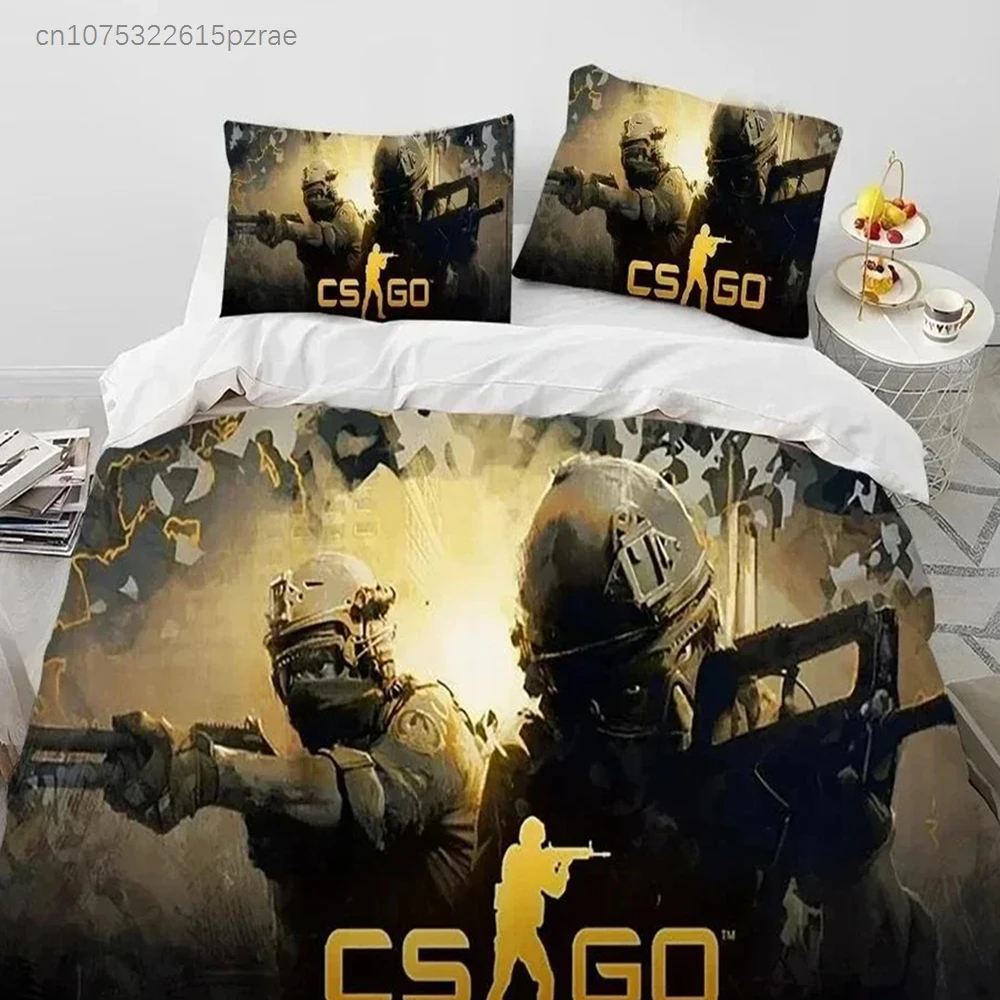CS GO Game Gamer Counter Strike Bedding Set Printed Bed Set With Pillowcase Bed Duvet Cover Soft Queen King Size Bedclothes Home