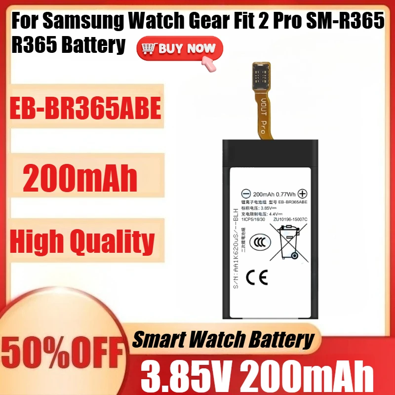 

New EB-BR365ABE 3.85V 200mAh High Quality Battery for Samsung Watch Gear Fit 2 Pro SM-R365 R365 Batteries Bateria