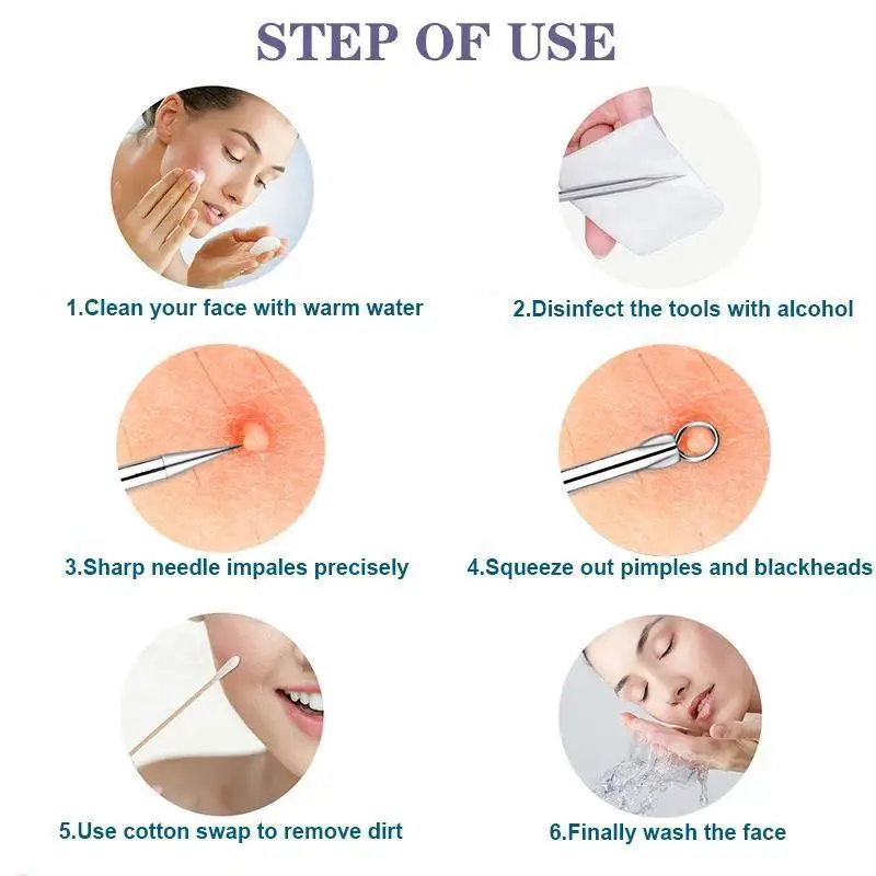 Professional Tweezers Acne Pimples Blackhead Remover Clip Black Dots Blackhead Extractor Acne Needle Facial Cleaning Care Tool