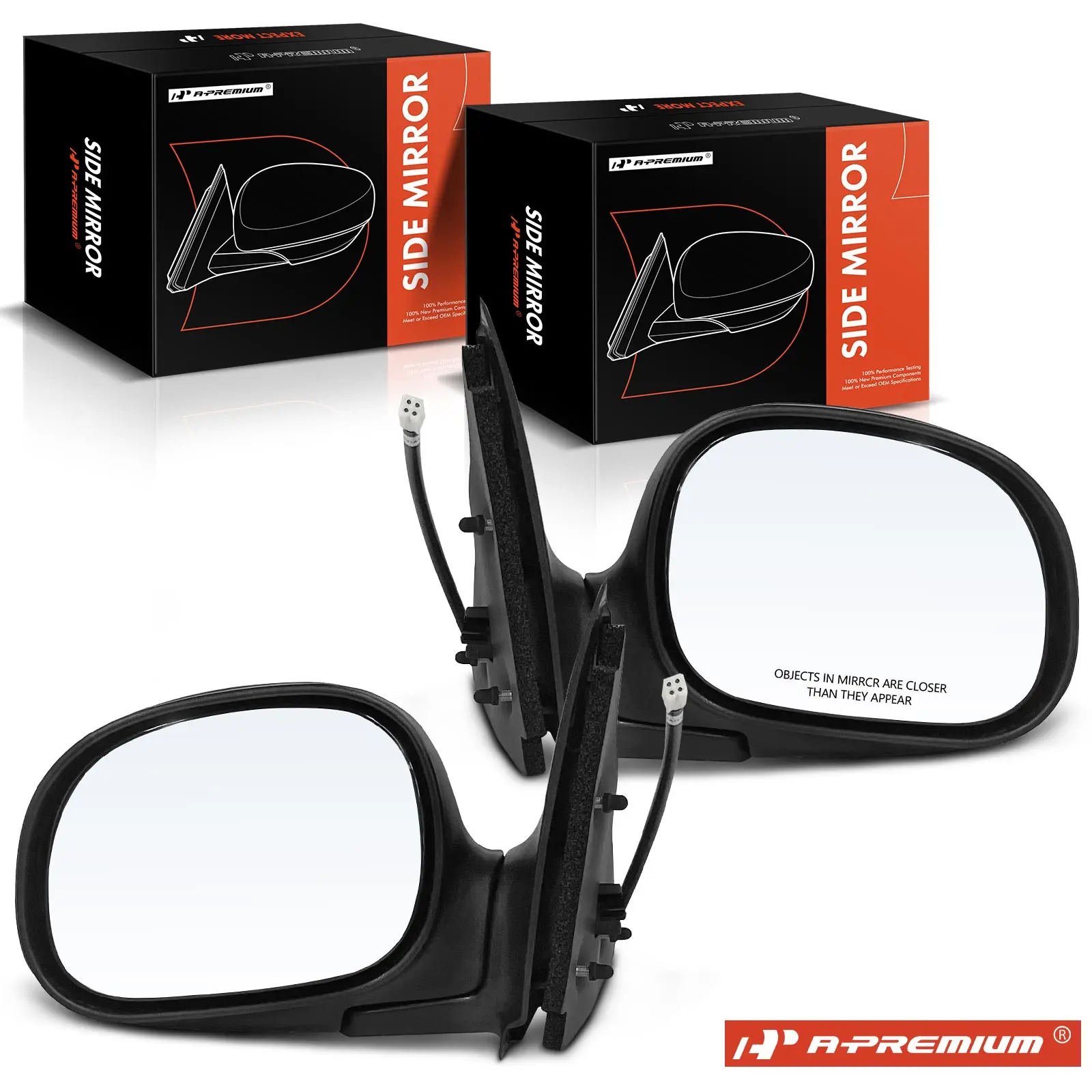 A-Premium Pair Power Door Mirror for Ford F-150 1998-2001 Manual Folding Black