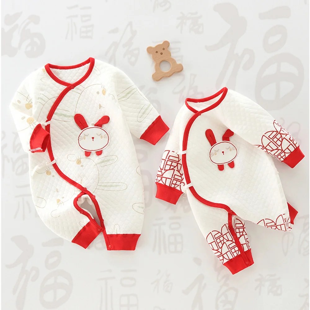

Christmas Newborn Romper Quilted Warm Autumn Winter Chinese New Year Unisex Baby Jumpsuit For Boys Girls 0 6 Months