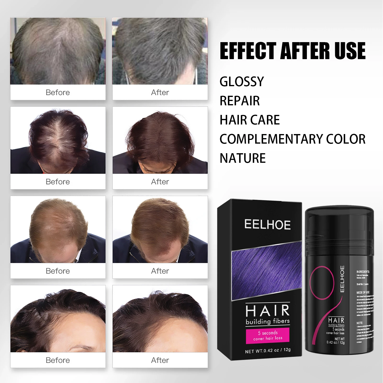 Hair Building Fibers - Lazy-Friendly Root Touch-Up Powder for Oil Control, Instant Thickness Boost & Hairline Concealing