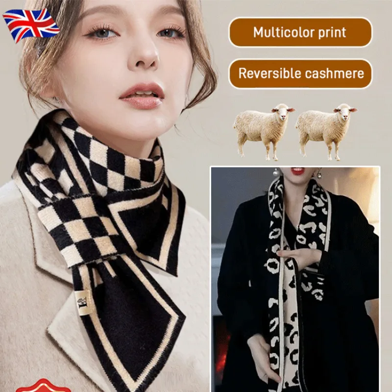 Women scarf winter available warm small scarf checkerboard checkerboard beveled edge versatile neck protection small neck scarf